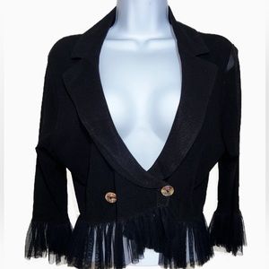 Petite Pois by Viviana Gabeiras - Black Long Sleeve Bolero w/Lapel Size Large